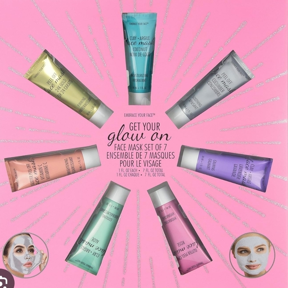 NIB! Embrace Your Face Glow On Face Mask Set 7pc